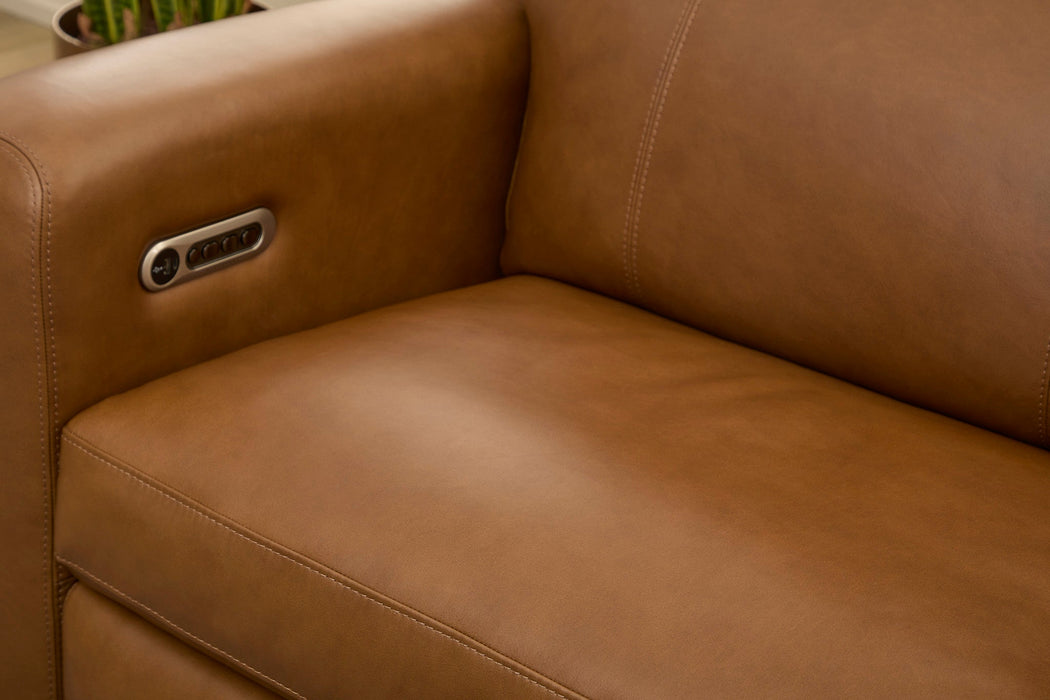 Wyatt Canyon Leather Power Reclining Sectional with Power Headrest & Lumbar