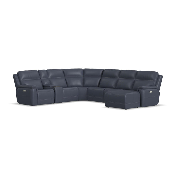 Sawyer Marine Leather Power Reclining Sectional with Power Headrests & Lumbar