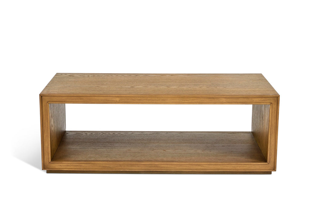 Waterfall Brown Rectangular Coffee Table with Casters