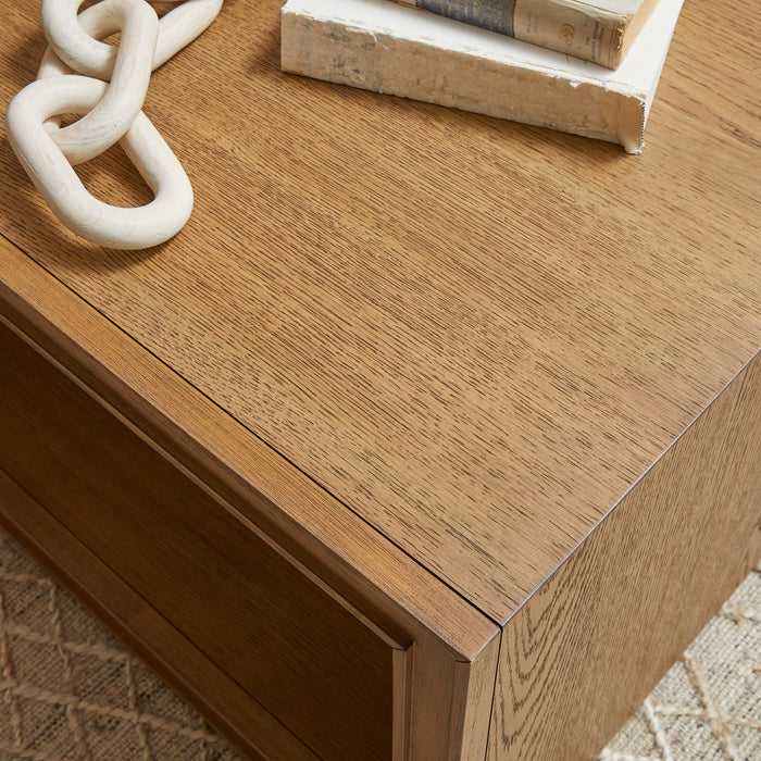 Waterfall Brown Rectangular Coffee Table with Casters
