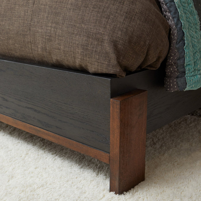 Waterfall Black Queen Upholstered Bed