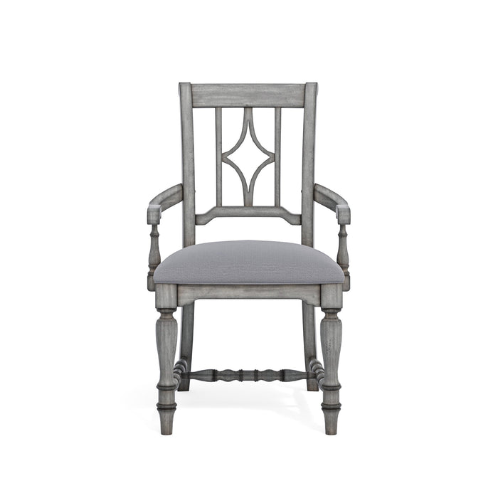 Plymouth Gray Pair of Upholstered Arm Dining Chairs