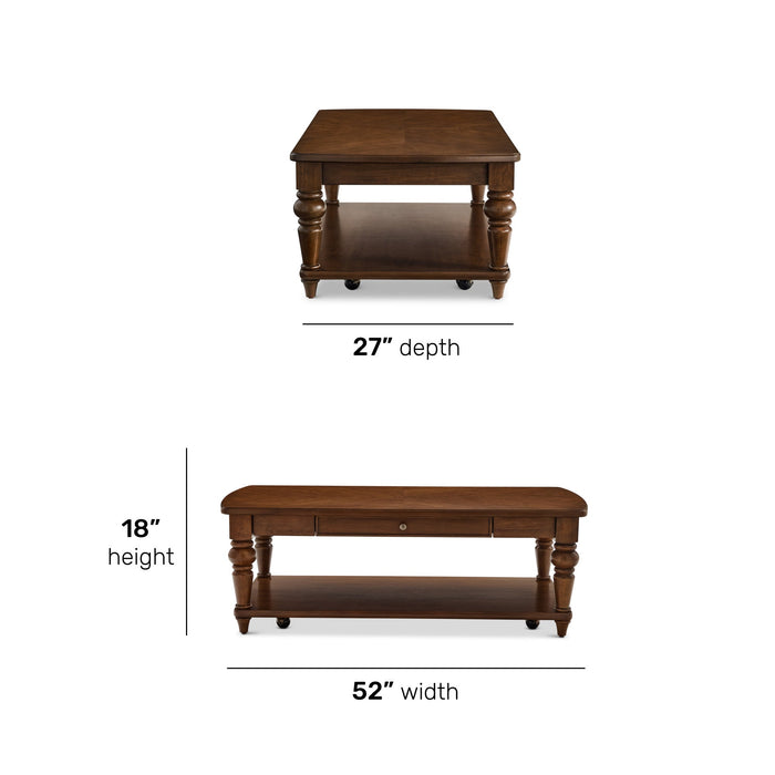 Bellevue Rectangular Coffee Table with Casters