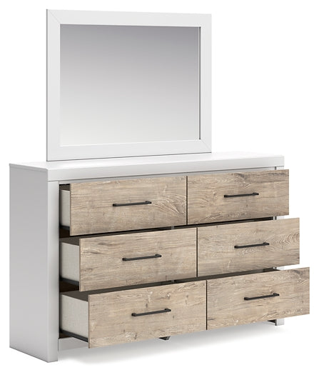 Charbitt Twin Panel Bed with Mirrored Dresser